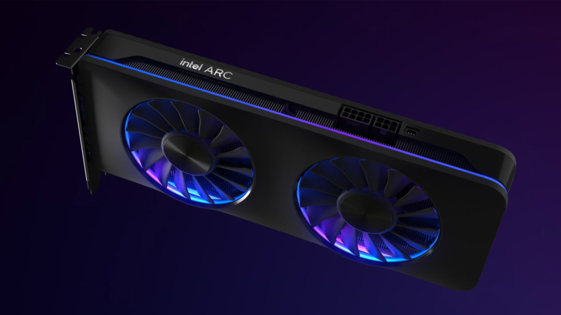 Intel Arc GPU header image on blue background