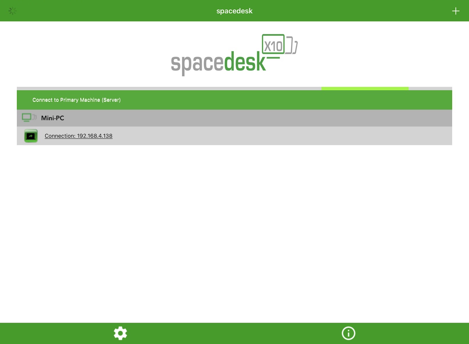 Spacedesk connection screen