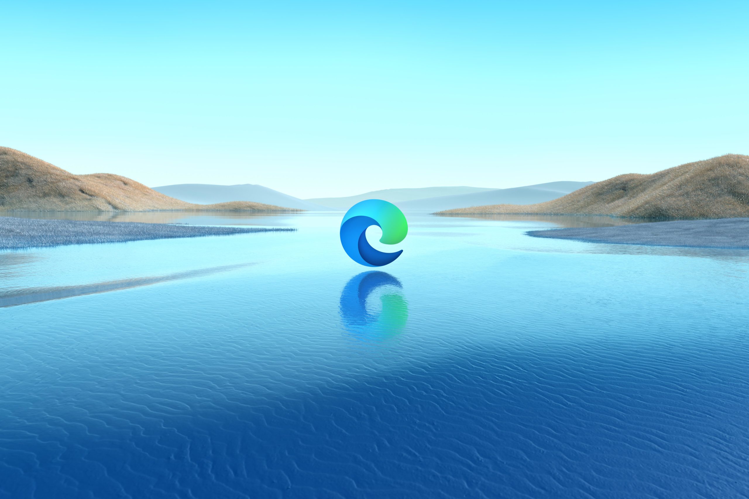 Microsoft Edge logo over water