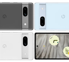The Pixel 7a in its three alleged launch colours. (Image source: @OnLeaks & MySmartPrice)