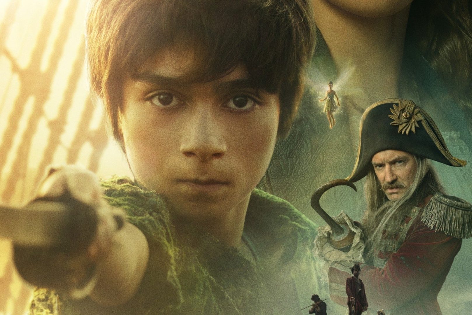 Peter Pan, Captain Hook, and Tinker Bell in a poster for Peter Pan & Wendy.