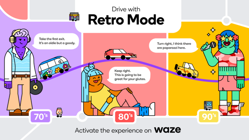 Waze announces new Retro Mode driving experience, inspired by the ’70s, ’80s and ’90s